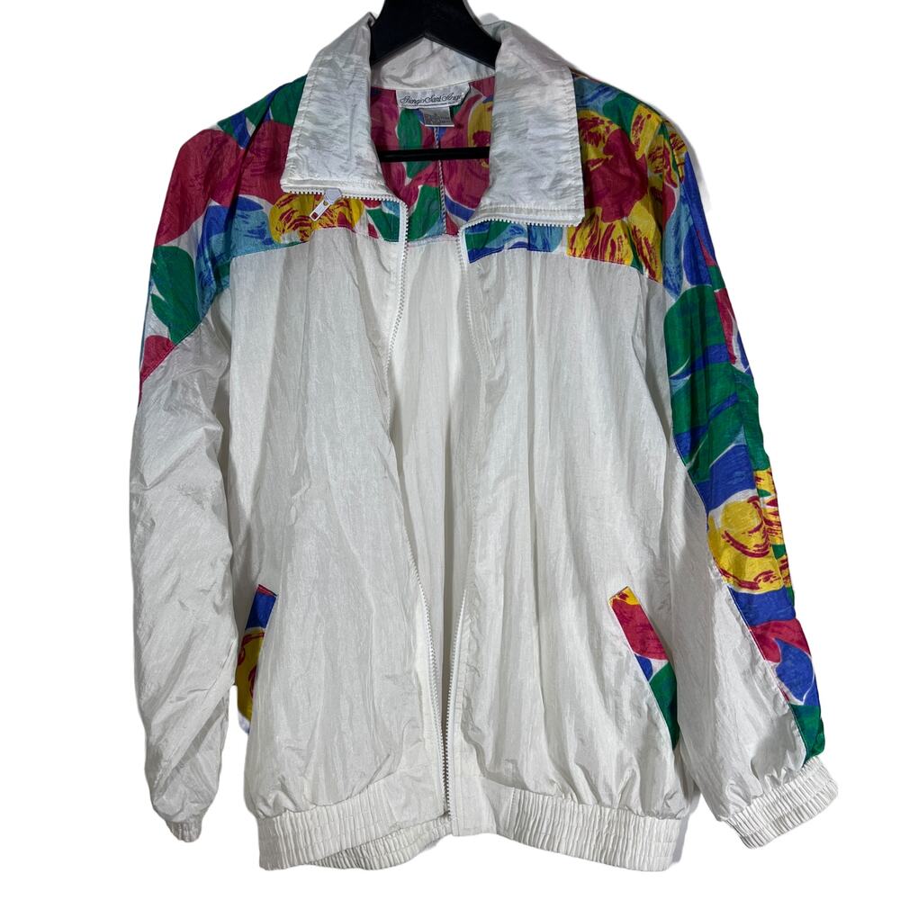 Vintage White and Bright Track Jacket from Giorgio Saint Angelo, Nylon 1980s
